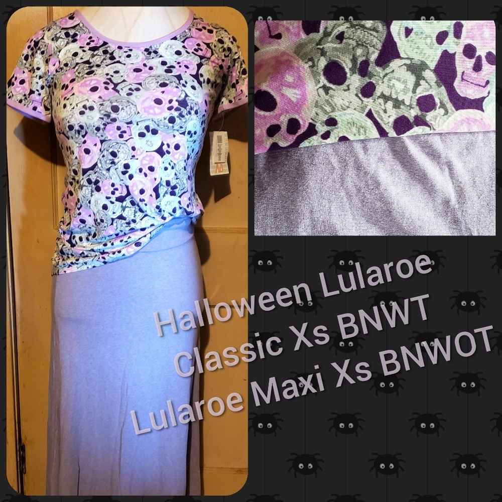 Lularoe OUTFIT Maxi skirt & Halloween Classic t.